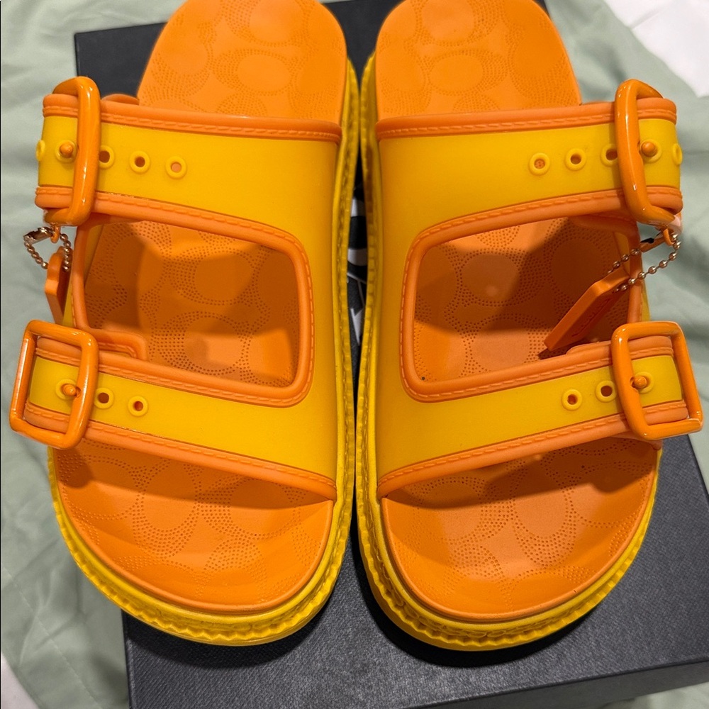 Coach Orange and Yellow Sandals